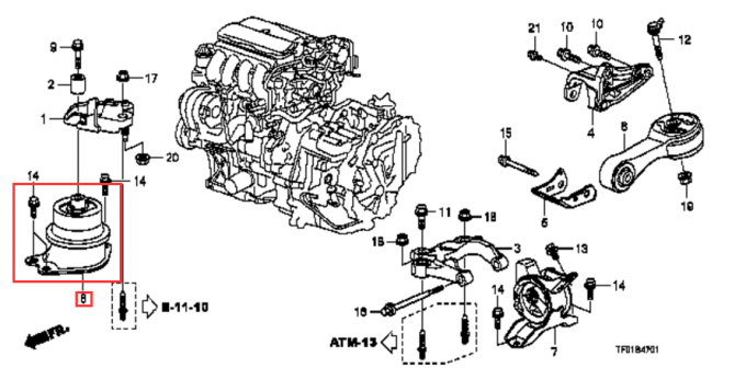 50822-TF0-J02 de zij van de Autodelen van het Motoronderstel Rubberpasvorm 2008-2012 1,5 L 50822-TG0-J02 van Honda City