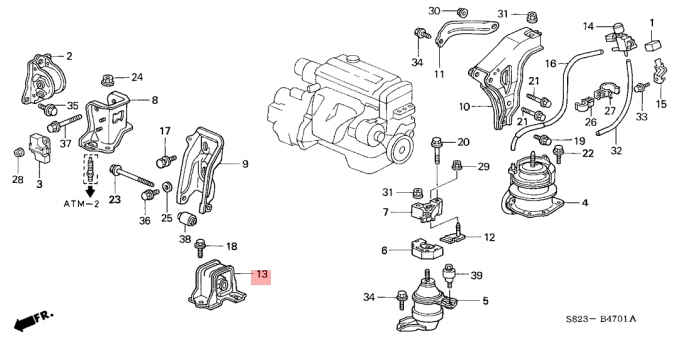 Onderstellen van de kurk de Voor Rubbermotor Honda Accord 1998-2002 2,3 L Automatische 50840-S84-305